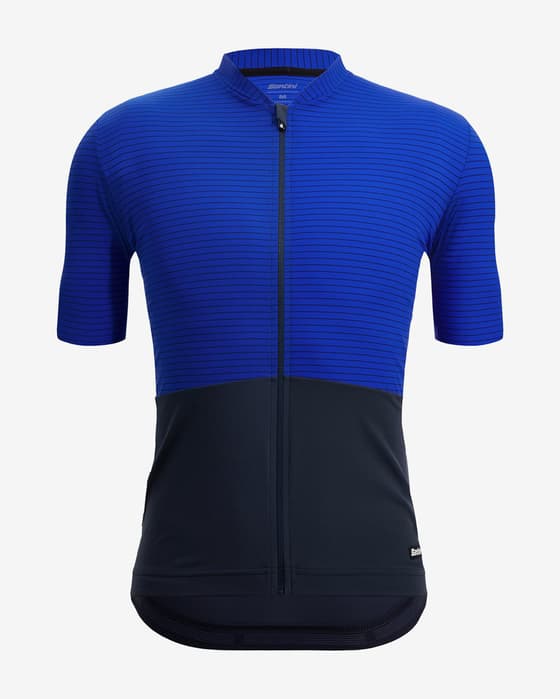 Maillot Santini Colore Riga manga corta azul negro - Corte Classic