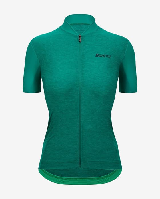 Maillot Santini Colore Puro manche courte vert femme - Coupe Slim