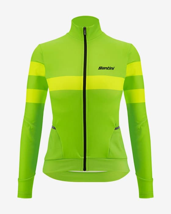 Maillot Santini Coral Bengal manche longue vert fluo femme - Coupe Slim