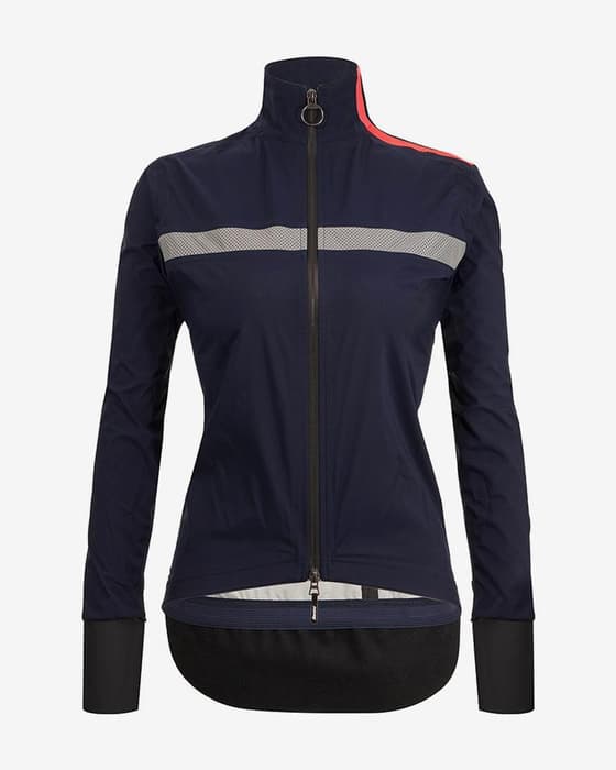 Veste fine imperméable Santini Guard Neo Shell bleu marine rose femme - Coupe Slim