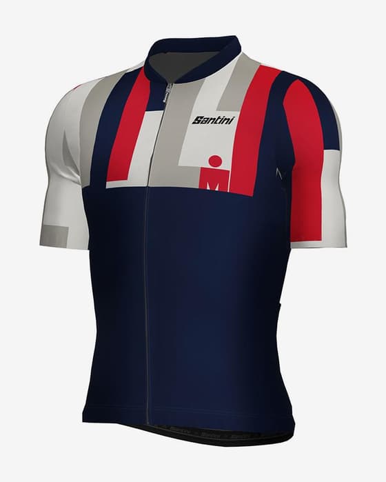 Maillot Santini x IronMan Aahonoui manga corta azul marino blanco rojo - Corte Slim