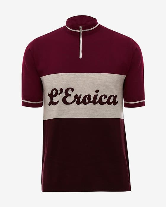 Maillot Santini Eroica Vino manga corta granate blanco