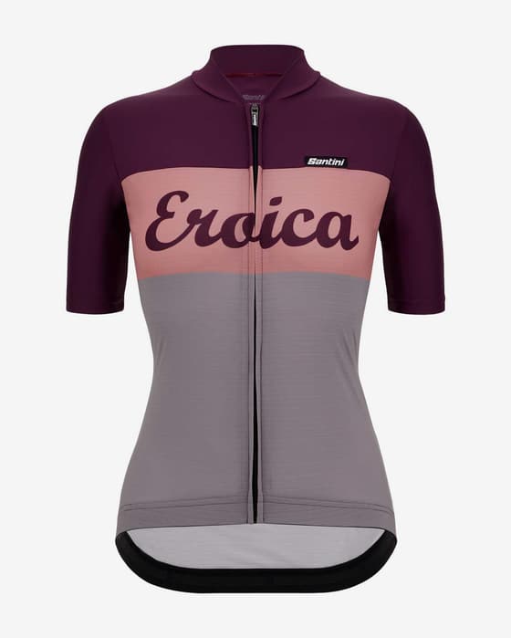 Maillot Santini x Eroica Sogno manche courte bordeaux rose gris femme - Coupe Slim