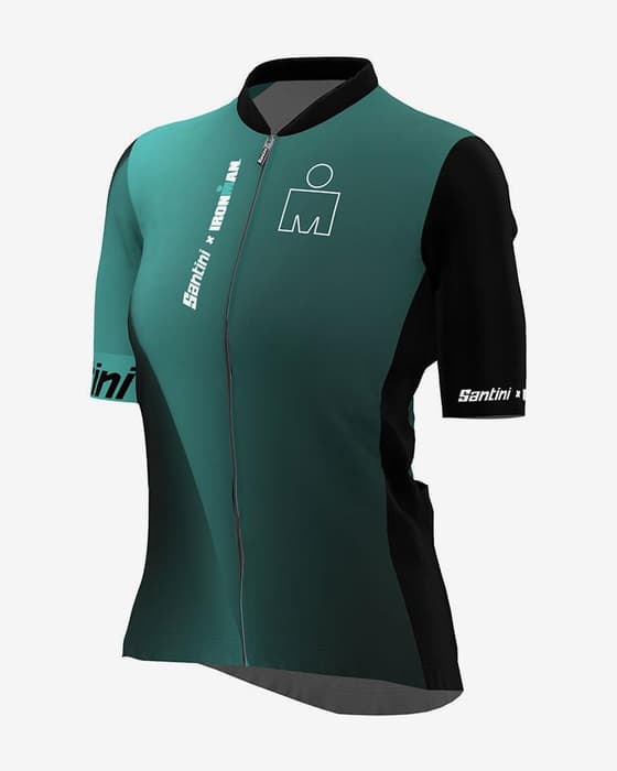 Maillot Santini x IronMan Ikaika manga corta negro azul agua mujer - Corte Slim