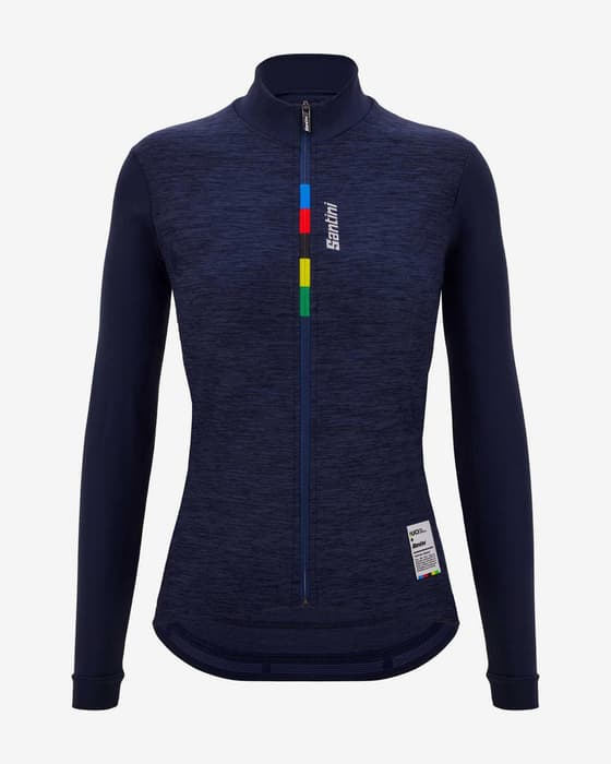 Maillot Santini x UCI Pure manga larga azul marino mujer - Corte Slim