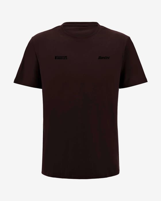 T-shirt Santini X Pirelli Sport Club manica corta marrone cacao