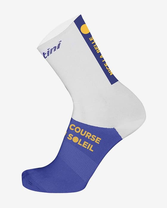 Calcetines Santini Paris-Nice blanco azul