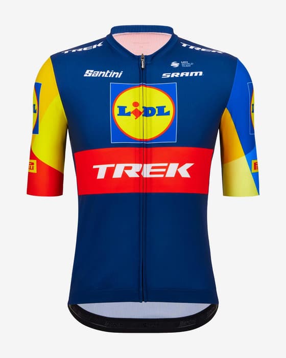 Maillot Lidl-Trek 2024 manga corta azul rojo amarillo - Corte Classic