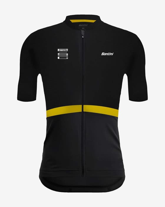 Maillot Santini X Pirelli Sport Club manche courte noir jaune - Coupe Slim