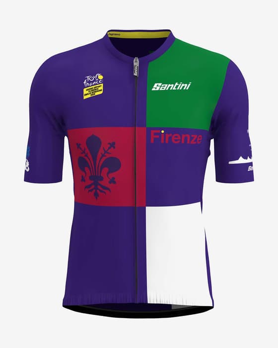 Maillot Tour de France 2024 Étape 1 Florence manche courte lilas multicolore - Coupe Classic
