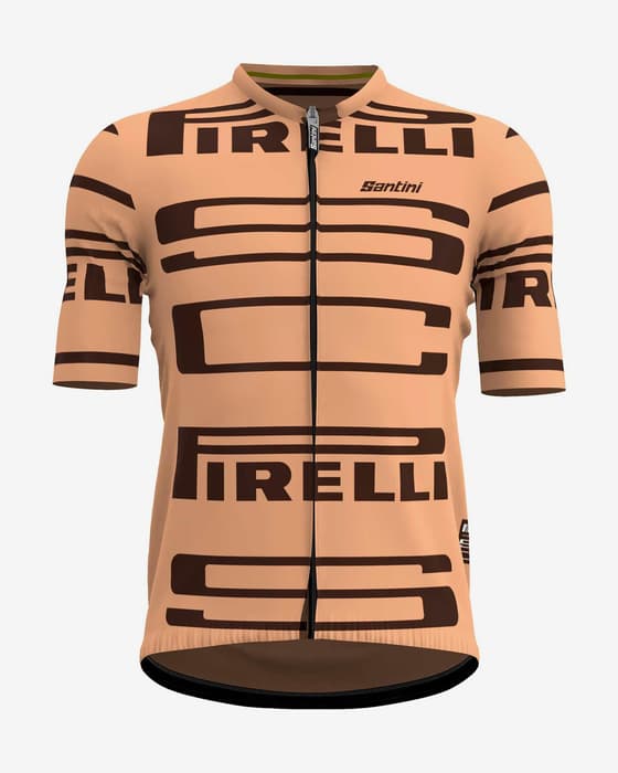 Maillot Santini X Pirelli Sport Club manche courte orange pâle noir - Coupe Slim