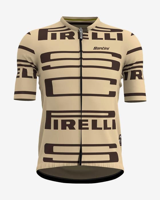 Maillot Santini X Pirelli Sport Club manche courte beige - Coupe Slim