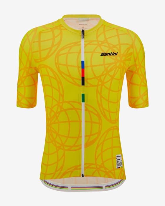 Maillot Santini x UCI Goodwood 1982 manga corta amarillo naranja - Corte Classic