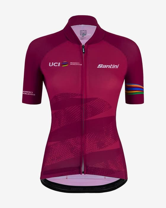 Maillot Santini UCI World Tour Leader manga corta fucsia mujer