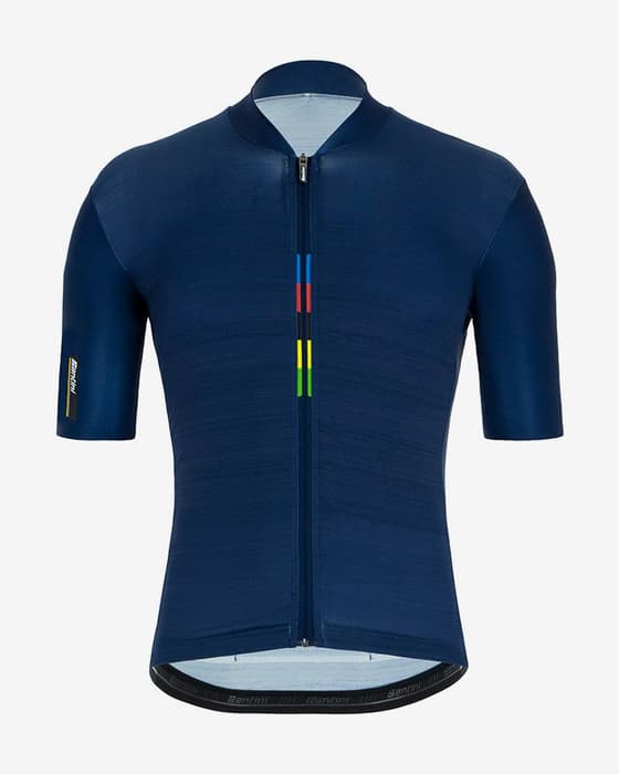 Maillot Santini UCI World Champion manga corta azul - Corte Slim