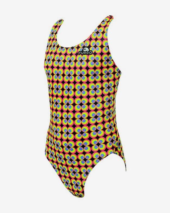 Maillot de bain de natation Turbo Flower 70 bretelles larges jaune rose femme