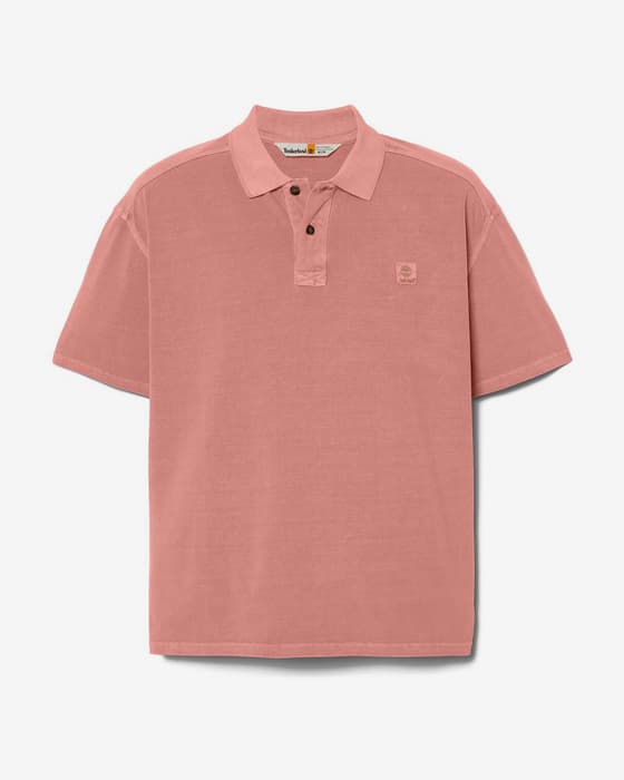 Polo Timberland Merrymack River Garment Dye manga corta rojo rosáceo
