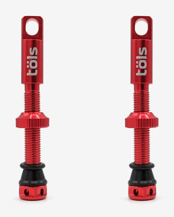 Válvula Tubeless Töls Aluminio Presta 44 mm rojo claro