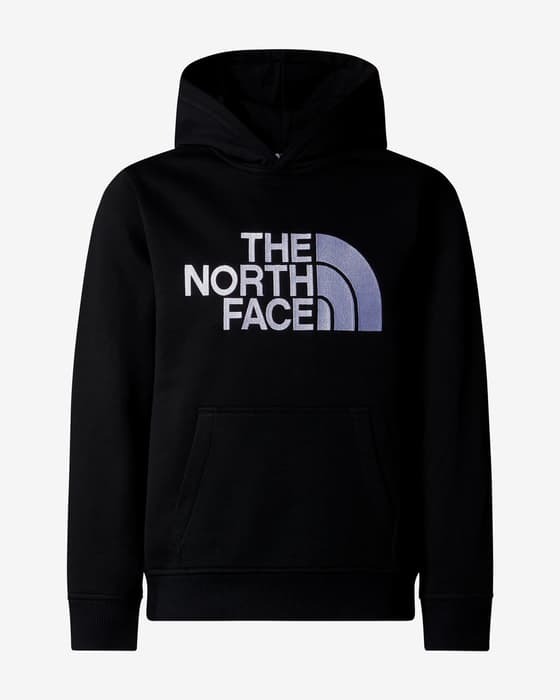 Sudadera con capucha The North Face Drew Peak negro logo lila niño