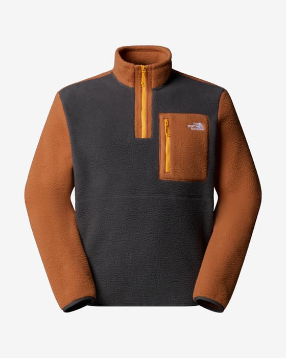 Forro polar The North Face Yumiori Quarter Zip marrón oscuro naranja