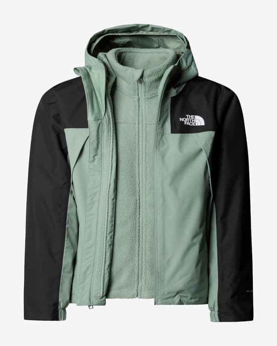 Chaqueta con capucha The North Face Antora Triclimate verde claro negro infantil