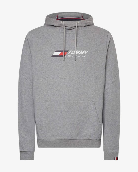 Sudadera con capucha Tommy Hilfiger Essential Mid Logo gris claro blanco