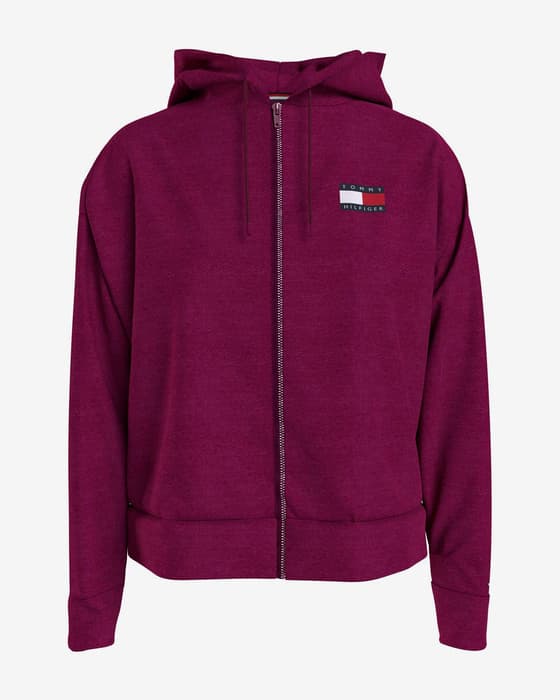 Sudadera con capucha Tommy Hilfiger Full Zip rojo mujer