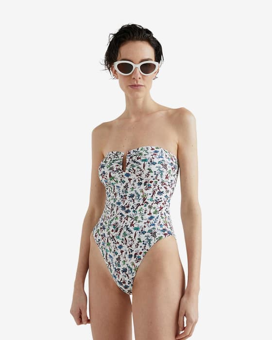Bañador Tommy Hilfiger Coastal Floral blanco azul verde mujer