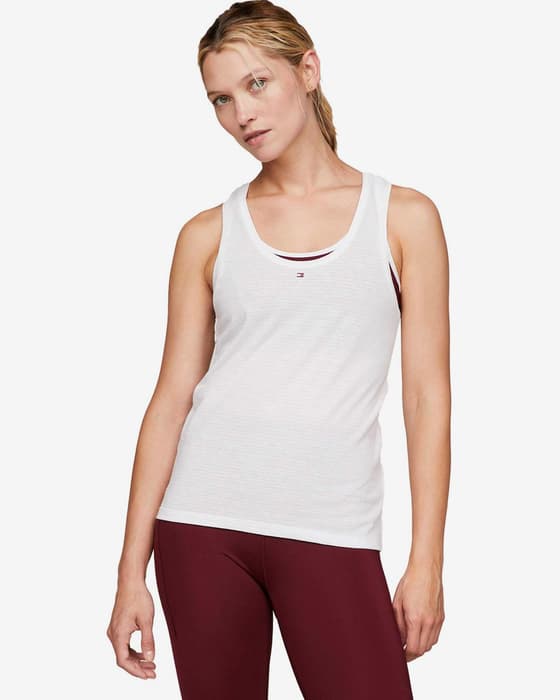 Camiseta Tommy Hilfiger Essentials Slim Flag tirantes blanco mujer