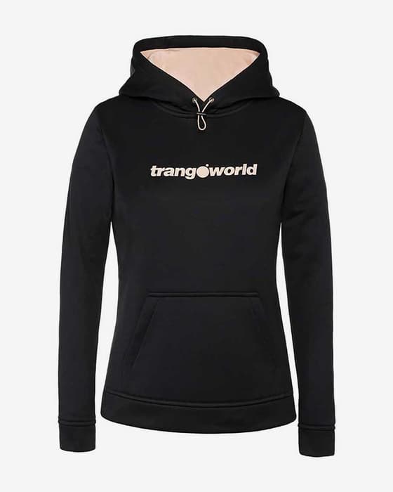 Sudadera Trangoworld Poppi negro logo amarillo mujer