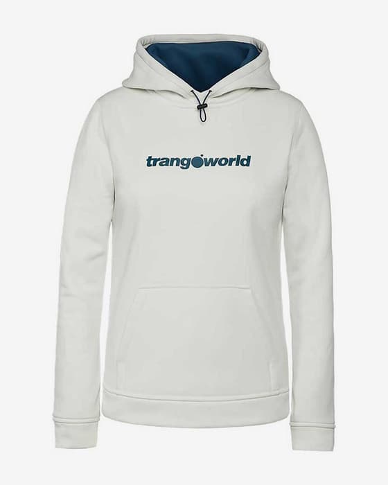 Sudadera Trangoworld Poppi blanco logo verde mujer