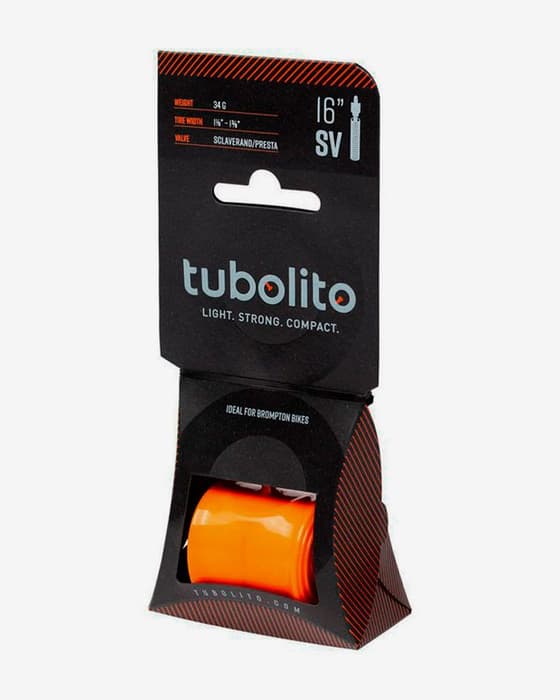Cámara Tubolito Tubo plegable 16" Válvula Presta naranja