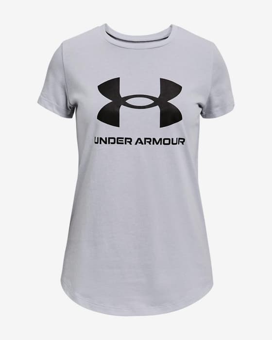 Camiseta Under Armour Live Sportstyle Graphic manga corta gris negro niña