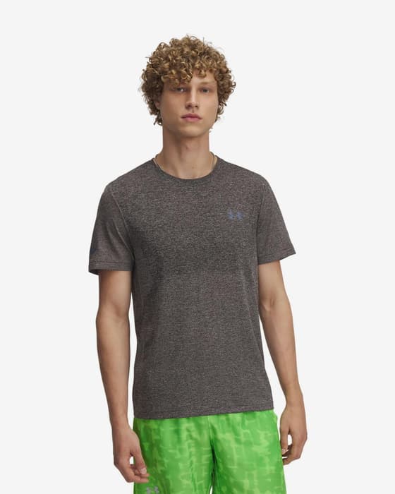 T-shirt Under Armour Seamless Stride manches courtes marron foncé