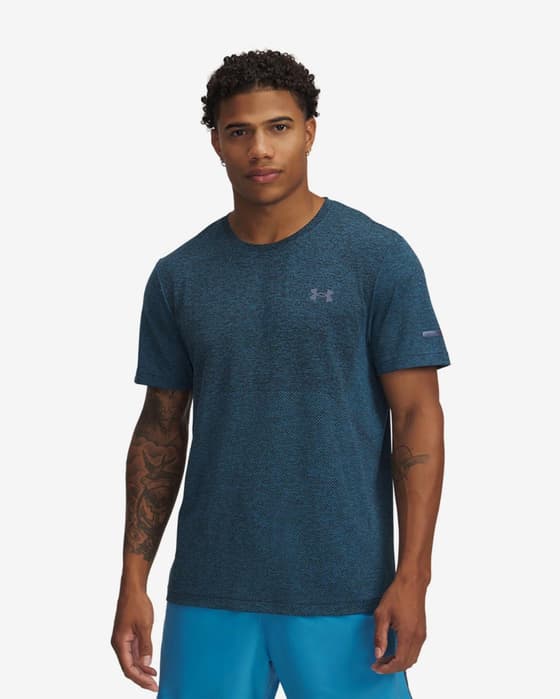 T-shirt Under Armour Seamless Stride manches courtes bleu foncé
