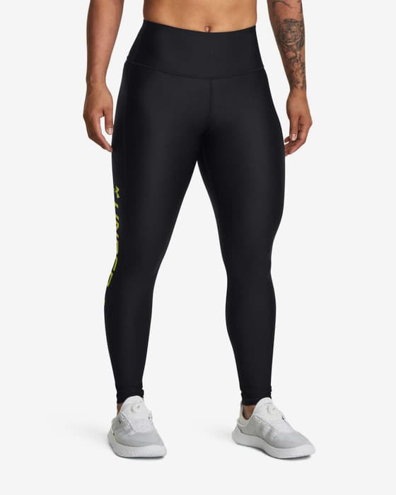 Malla larga Under Armour HeatGear Logo Full-Length negro verde mujer