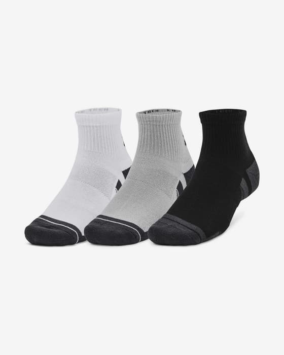 Under Armour Performance Tech Quarter Socks White Grey Black (3 Pairs)