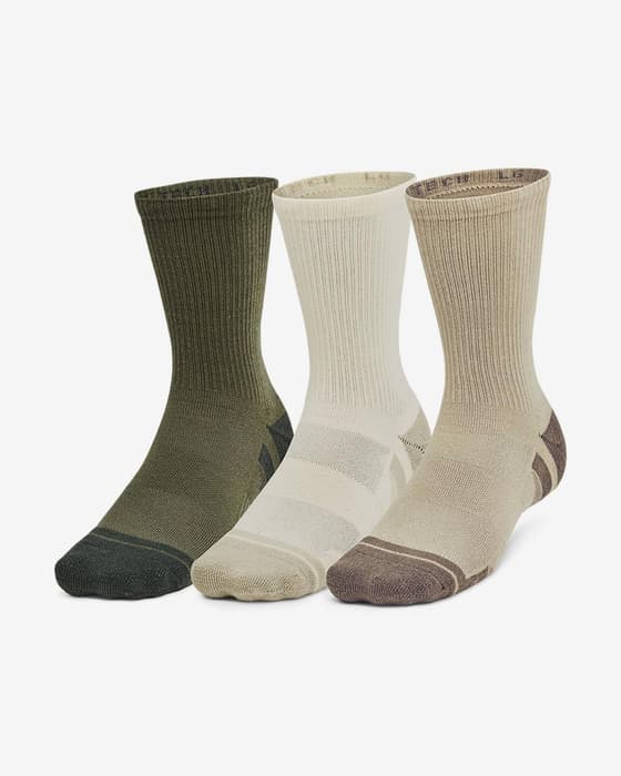 Calcetines Under Armour Performance Tech Crew verde beige blanco (3 pares)