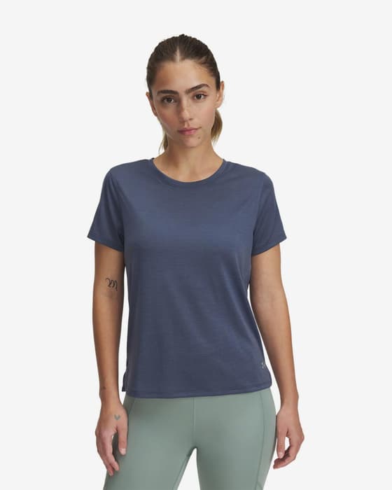 T-shirt Under Armour Streaker à manches courtes bleu foncé femme