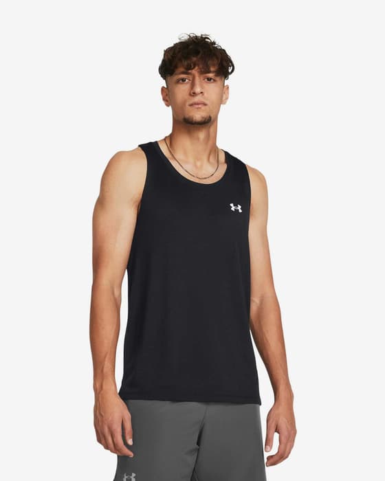 T-shirt Under Armour Streaker sans manches noir intense