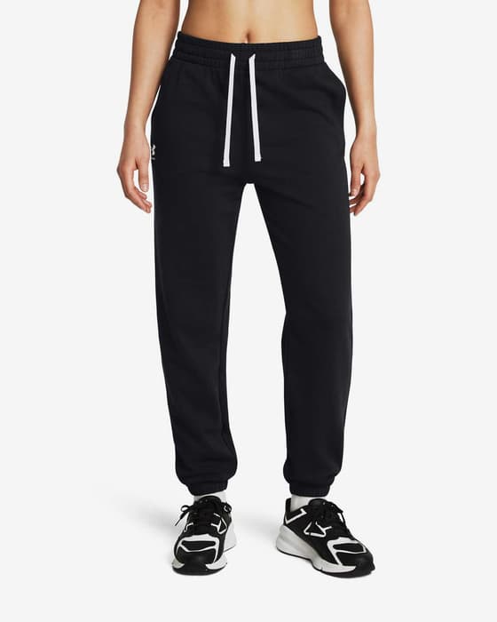 Pantalón largo Under Armour Rival Terry Jogger negro blanco mujer