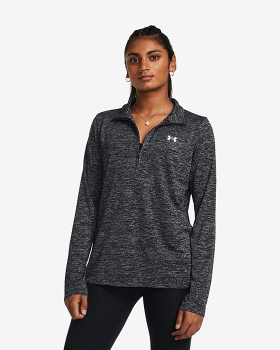 Sudadera Under Armour Tech Half Zip Twist gris oscuro mujer