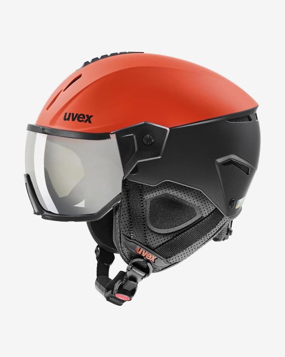 Casque Uvex Instinct Visor rouge brillant noir avec verre à effet miroir argent