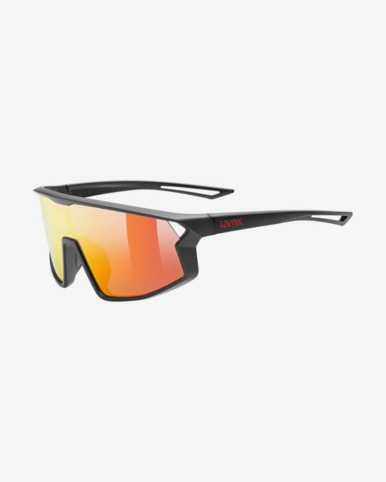 Uvex Skyrise Kinder Brille schwarz mit orangenem/rotem verspiegeltem Glas
