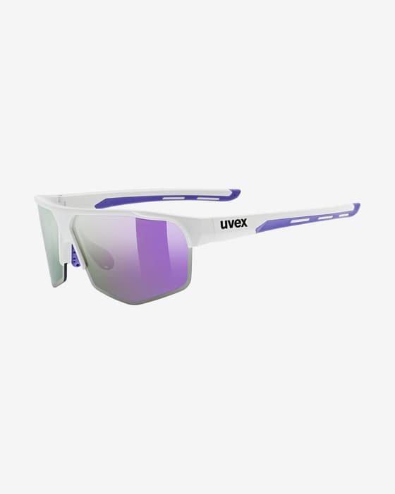 Gafas Uvex Axos blanco lila con lentes espejadas lila claro
