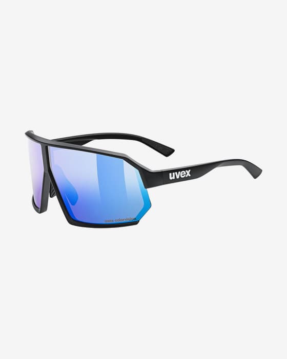 Uvex Sportstyle 237 Brille schwarz mit blauem verspiegeltem Glas
