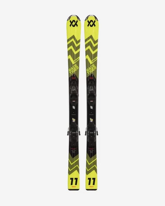 Skis Völkl Racetiger 2025 + fixations Marker 4.5 V-Motion jaune noir enfant