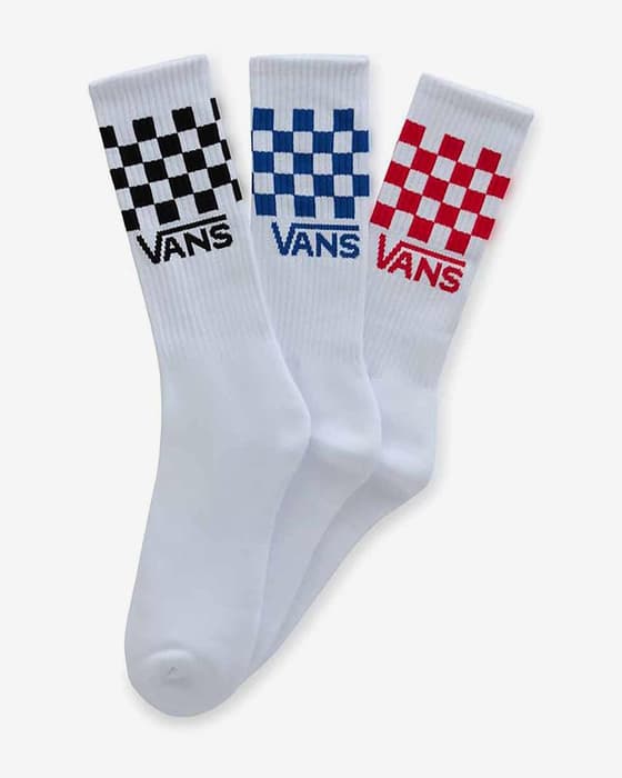 Calcetines Vans Classic Check blanco azul rojo (3 pares)