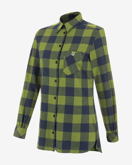 Camisa Wild Country Spotter manga larga verde azul mujer