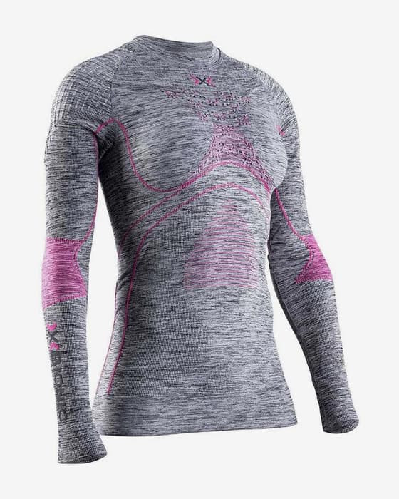 Camiseta X-Bionic ML Energy Accumulator 4.0 Melange manga larga gris rosa mujer